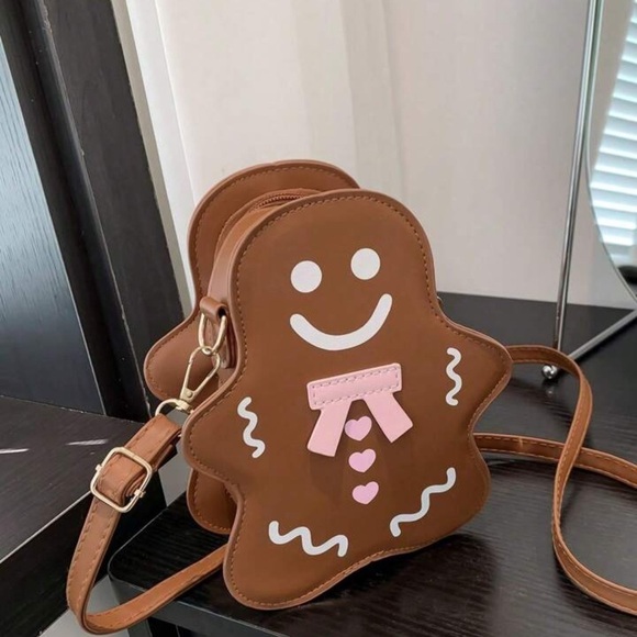 Brown Gingerbread Man Leather Crossbody Bag - Picture 9 of 10